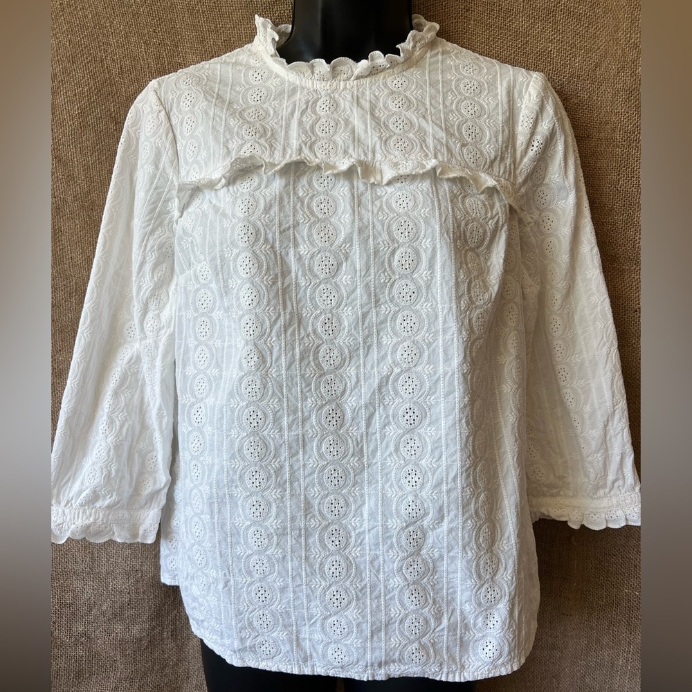 Boden White eyelet Women's Top blouse size 6 in white